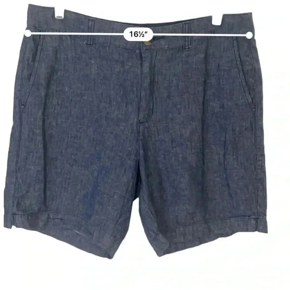 Old navy linen cotton chambray shorts 10 blue - Picture 4 of 9